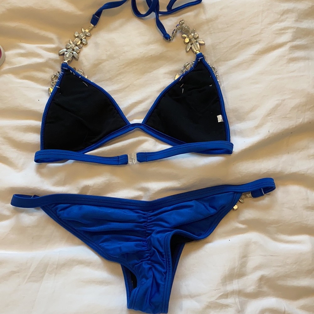Véve Royal Blue Rhinestone Two-Piece Swimsuit - Picture 6 of 7